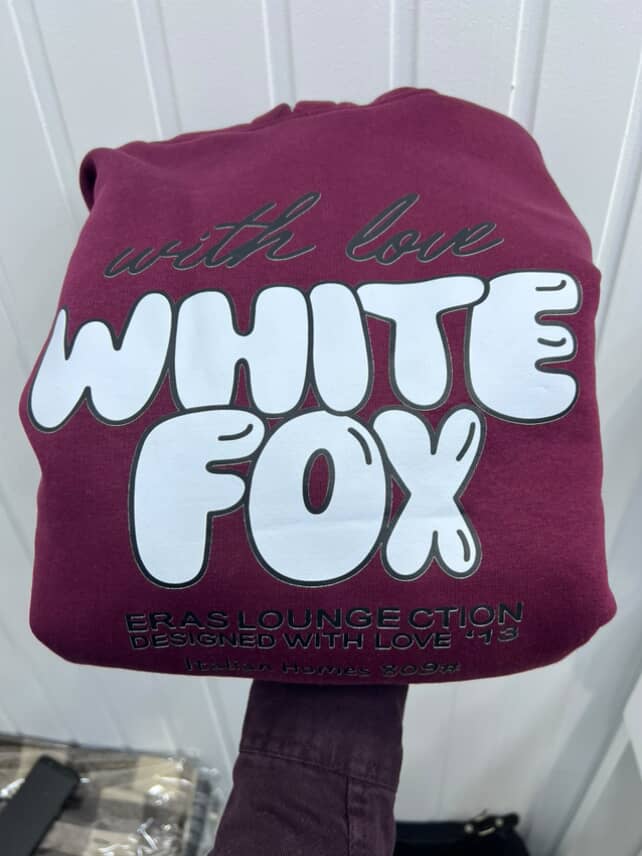 HOODIE WHITE FOX - BURGUNDY